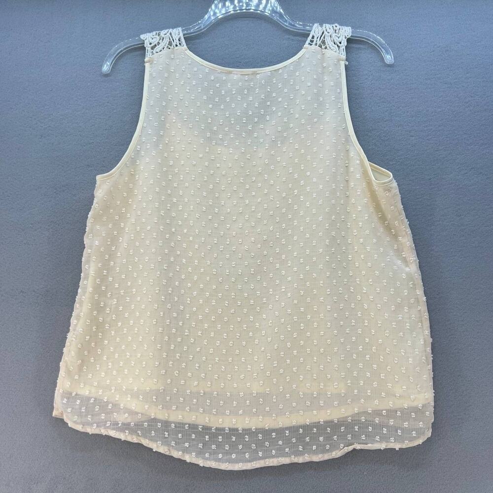Miss Me Women's Tank Top Size Large Cream Swiss Dot Crochet MT2098T 51 - Picture 7 of 13
